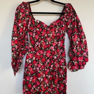 Floral boohoo puff sleeve dress